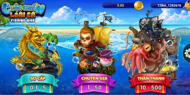 các loại phòng bắn cá Fishing War 