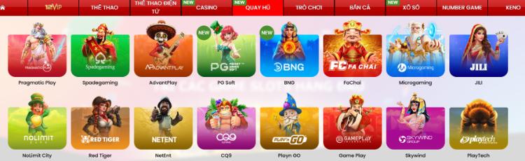 phân loại slot game 12Bet